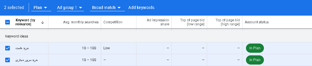 آموزش keyword planner